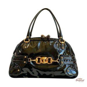 Authentic Gucci Wave Horsebit Bamboo Boston Bag